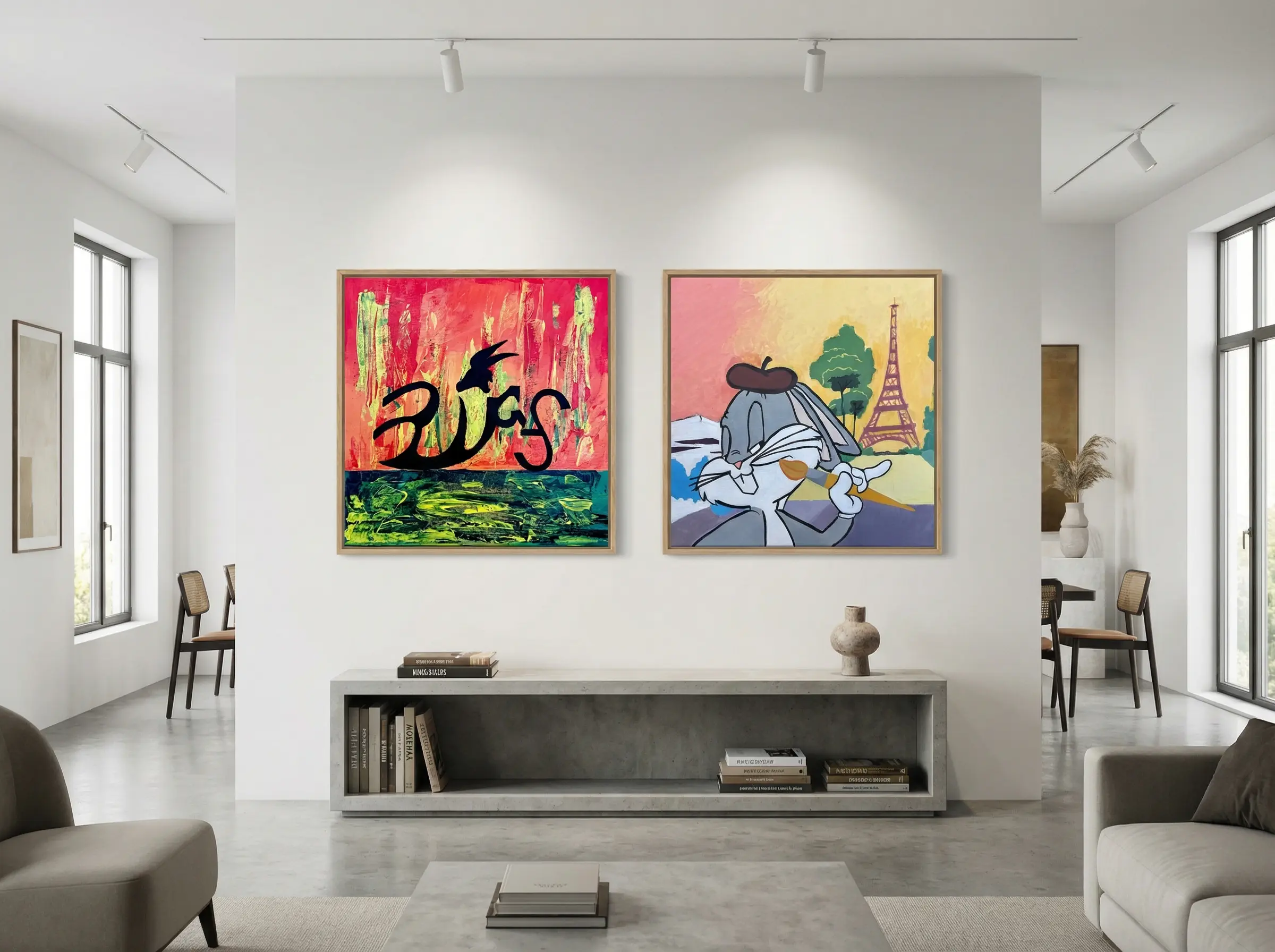 Original painting displayed on the gallery wall at the Red/Dot Auction