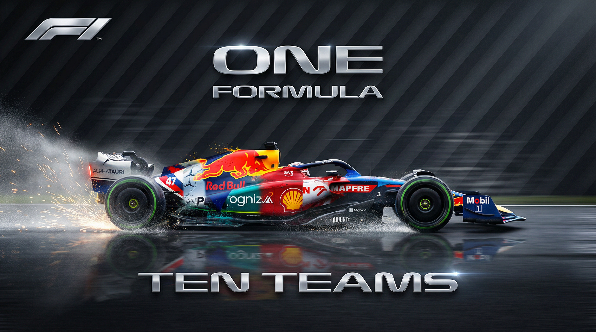 One Formula, Ten Teams stadium billboard mock