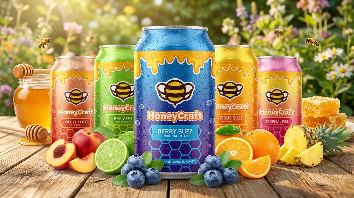 Honeycraft — honey-infused hard seltzer packaging