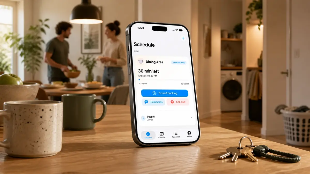 Your Space — shared-home scheduling app displayed in a household setting