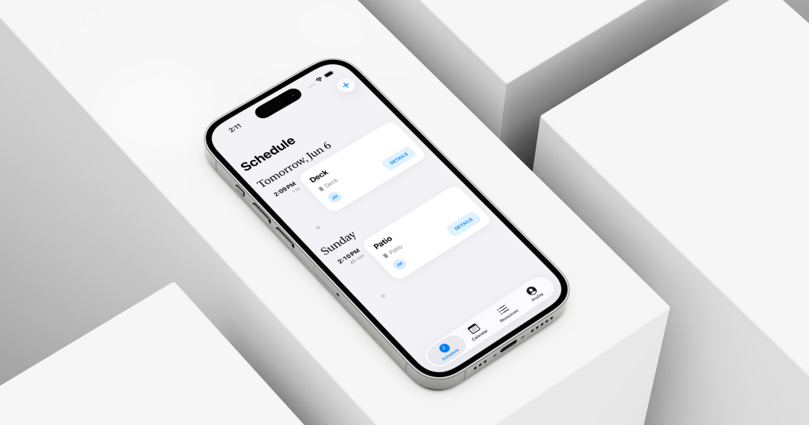 Your Space — iOS app schedule screen